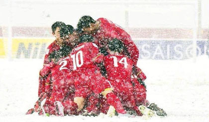 Despite cruel weather, Vietnamese players did their best. (Photo: AFC)