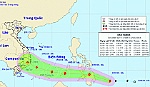 Cơn bão mạnh Sanba giật cấp 11 đang tiến nhanh vào Biển Đông