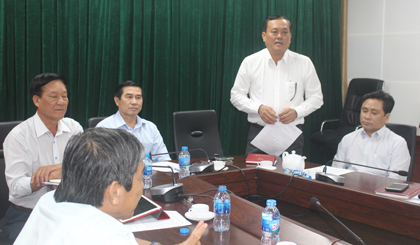 Phó Chủ tịch UBND tỉnh Lê Văn Nghĩa phát biểu ý kiến tại buổi làm việc.