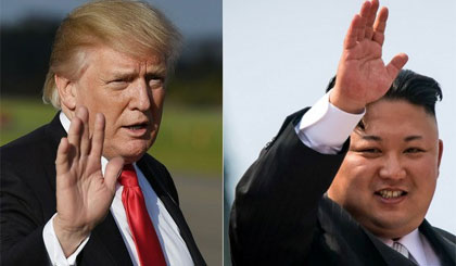 Tổng thống Mỹ Donald Trump (trái) và nhà lãnh đạo Triều Tiên Kim Jong-un. Nguồn: AFP/TTXVN