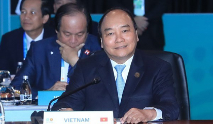 Vietnamese Prime Minister Nguyen Xuan Phuc at the plenary session of the ASEAN-Australia Speicial Summit. (Source: VNA)
