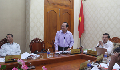 Phó Chủ tịch UBND tỉnh Trần Thanh Đức phát biểu tại phiên họp.