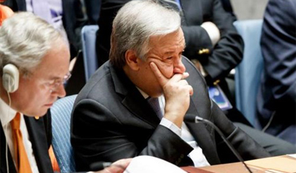 Tổng thư ký LHQ Antonio Guterres kêu gọi các quốc gia kiềm chế để tránh leo thang căng thẳng tại Syria Ảnh: EPA