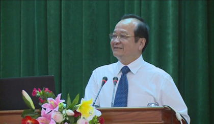 Deputy Chairman of the Tien Giang provincial People's Committee Tran Thanh Duc concludes the conference. Photo: thtg.vn