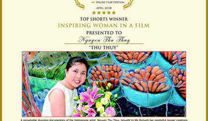 Top Shorts' certificate of Best Trailer presented to director Nguyen Nghiem Nhan (Photo:topshorts.net)