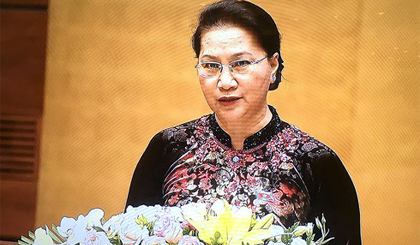 Chủ tịch Quốc hội Nguyễn Thị Kim Ngân phát biểu khai mạc. Ảnh: vov.vn