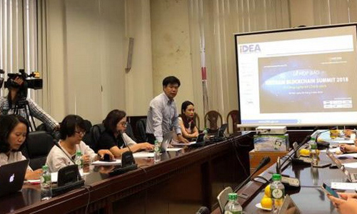 Scene at the press conference on the upcoming Vietnam Blockchain Summit (Photo: VNA)