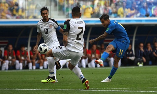 Coutinho cầu thủ ghi bàn thắng quan trong giúp Brazil giành chiến thắng. Ảnh: Bongdaplus.vn