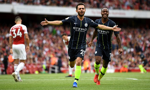 Bernardo Silva và Raheerm Sterling ghi bàn cho Manchester City. Ảnh: sggp.org
