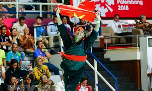Trần Đình Nam giành huy chương vàng thứ tư cho đoàn thể thao Việt Nam. (Ảnh: Trọng Tuệ-Phúc Hưng/TTXVN)