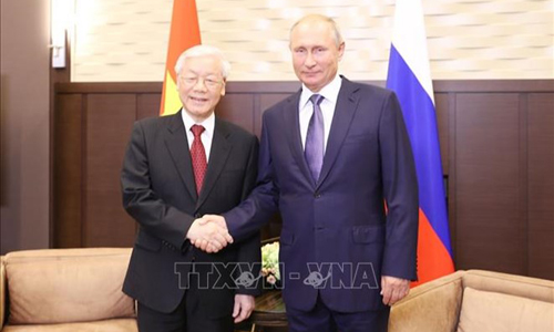 General Secretary of the Communist Party of Vietnam (CPV)’s Central Committee Nguyen Phu Trong (L) and Russian President Vladimir Putin (Photo: VNA)