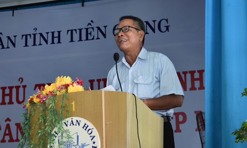 Đồng chí Lê Ngọc Hóa, Bí thư Đảng ủy xã Tân Mỹ Chánh phát biểu