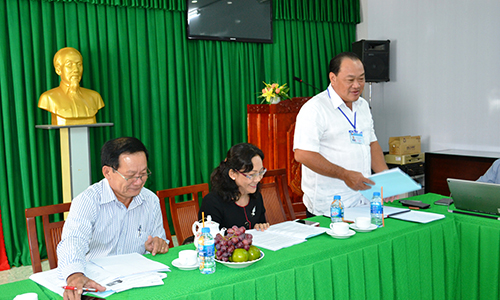 Giám đốc Đài PT-TH Tiền Giang Nguyễn Sĩ Hùng phát biểu tại buổi làm việc