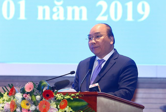 Thủ tướng Nguyễn Xuân Phúc đọc diễn văn tại Lễ kỷ niệm. Ảnh: Thống Nhất/TTXVN
