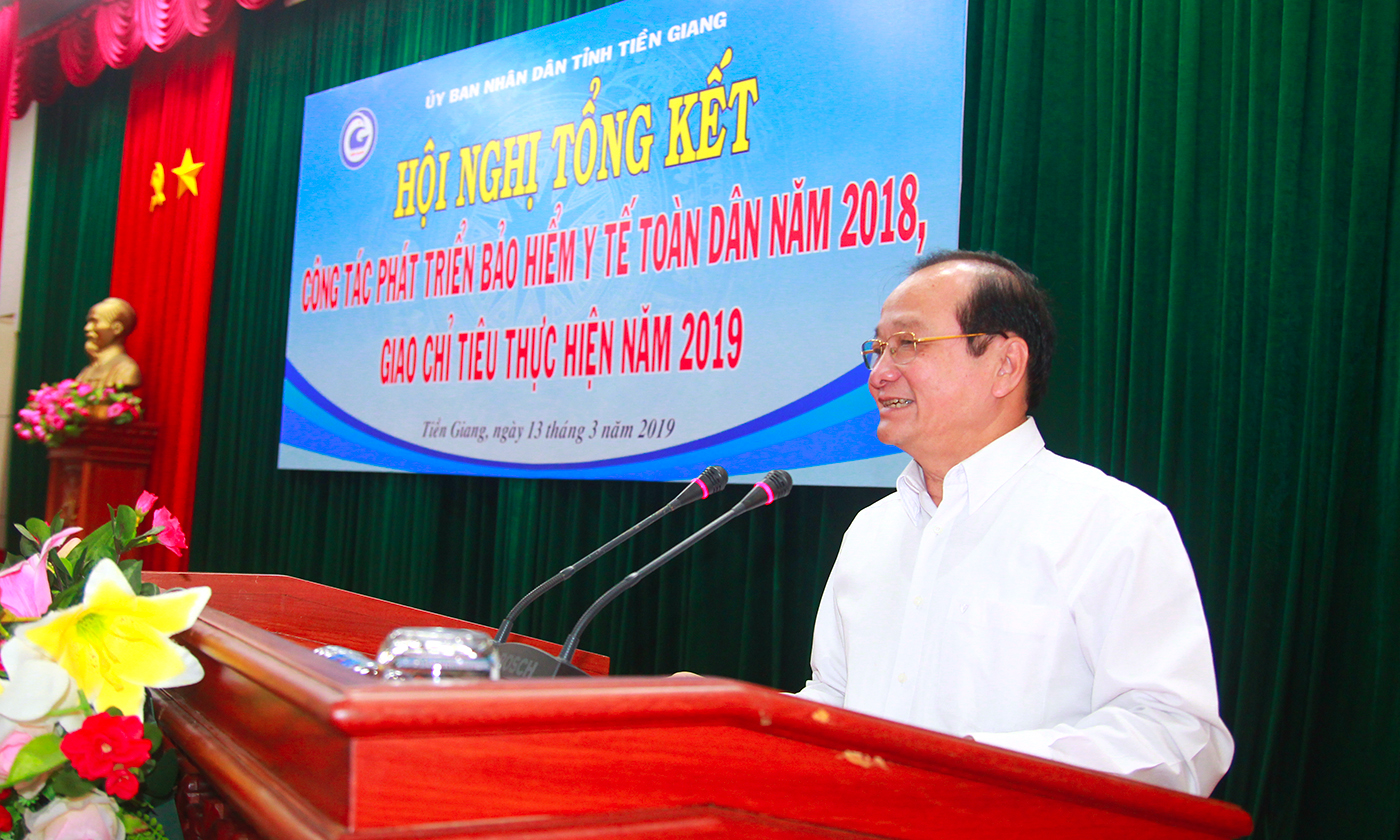 Phó Chủ tịch UBND tỉnh Tiền Giang Trần Thanh Đức phát biểu tại hội nghị.