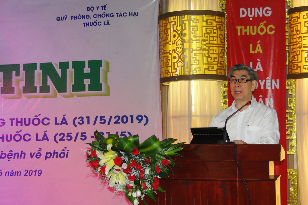  BácCKII Trần Thanh Thảo, Giám đốc Sở Y tế, Phó Trưởng Ban chỉ đạo thực hiện Chiến lược quốc gia phòng chống tác hại thuốc lá đến năm 2020 phát biểu tại lễ mít tinh