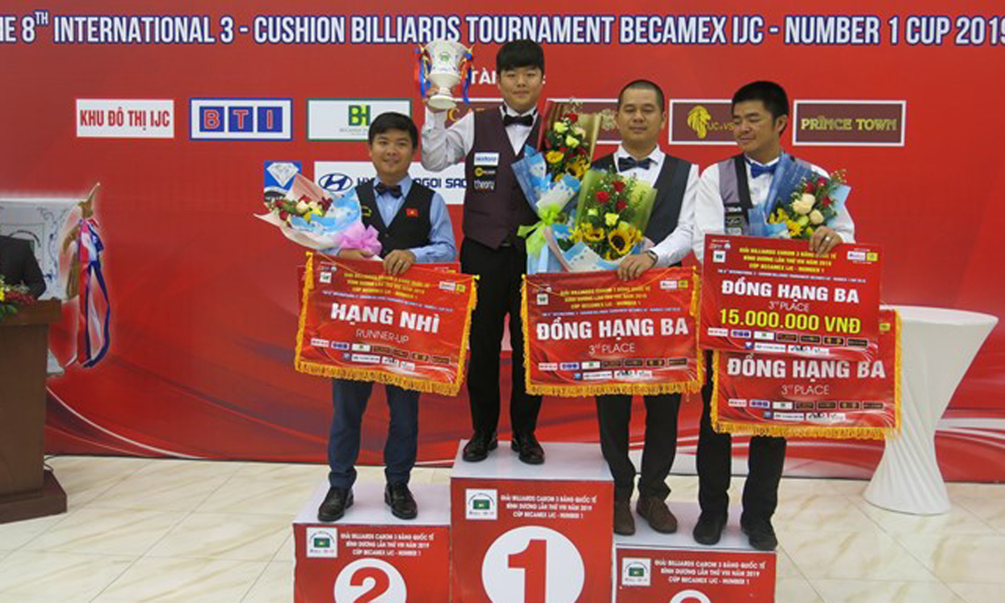Top players of International three-Cushion Billiards Tournament - Becamex IJC – Number 1 Cup (Source: VNA)