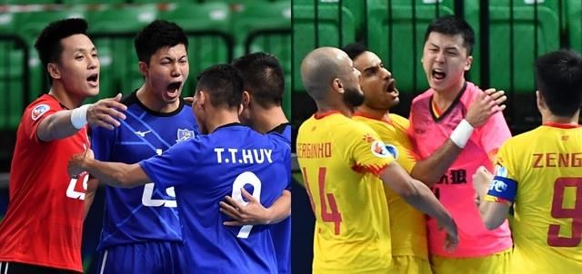 Thai Son Nam of Vietnam (left picture) will play Shenzhen Nanling Tielang of China (right picture) in the quarter-finals of the AFC Futsal Club Championship on August 14. (Photo: the-afc.com)