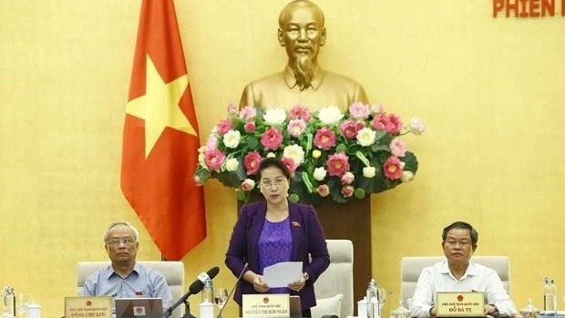 NA Chairwoman Nguyen Thi Kim Ngan speaks at the session. (Photo: VNA)