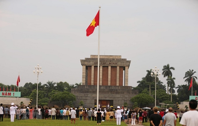 An overview of the national flag salute ceremony at Hanoi's Ba Dinh Square on the morning of September 2. (Photo: VNA)