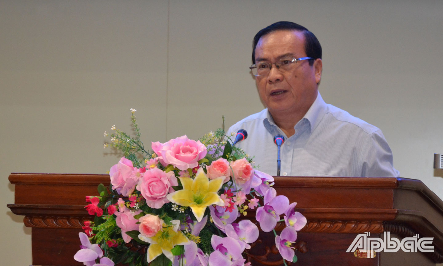 Phó Chủ tịch UBND tỉnh Phạm Anh Tuấn phát biểu tại hội nghị.