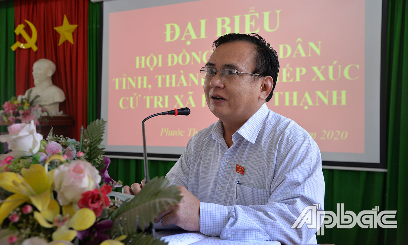đồng chí Võ Văn Bình, Phó Bí thư Thường trực Tỉnh ủy, Trưởng đoàn ĐBQH tỉnh Tiền Giang 