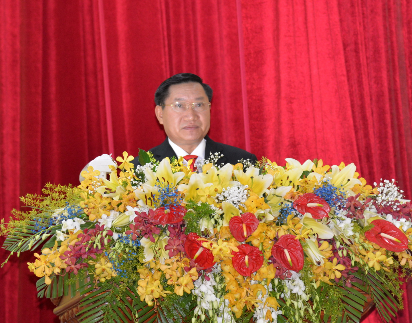 Đồng chí Đặng Thanh Liêm, Bí thư Thành ủy Mỹ Tho nhiệm kỳ 2015-2020 phát biểu khai mạc đại hội