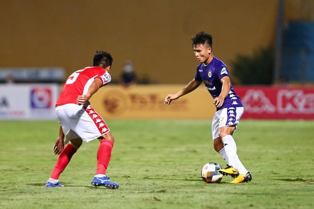 Quang Hải chấn thương là mất mát lớn cho Hà Nội FC ở giai đoạn nước rút hiện tại của V-League 2020. (Ảnh: Hiển Nguyễn/Vietnam+) 