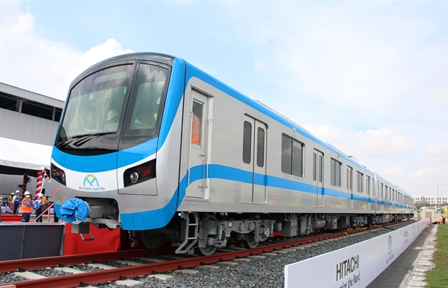 The first train of metro line Bến Thành-Suối Tiên in HCM City arrived at the Long Bình Depot on October 13.