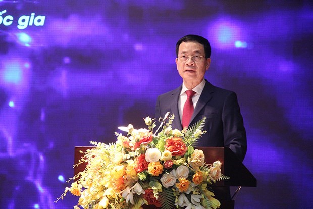 Minister of Information and Communications Nguyen Manh Hung addresses the first Vietnam Open Summit on November 18.