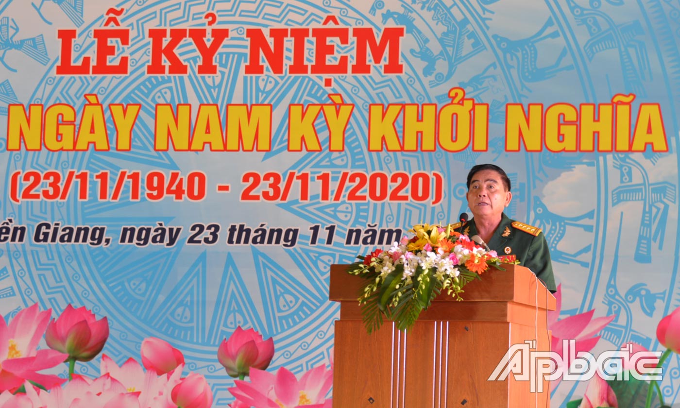 Chủ tịch Hội Cựu chiến binh tỉnh Lương Quốc Thọ phát biểu tại lễ kỷ niệm.