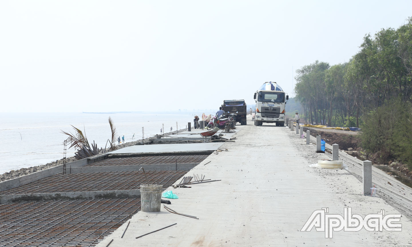 Gần 5 km đê xung yếu qua xã Tân Điền được bê tông hóa chống sạt lở.