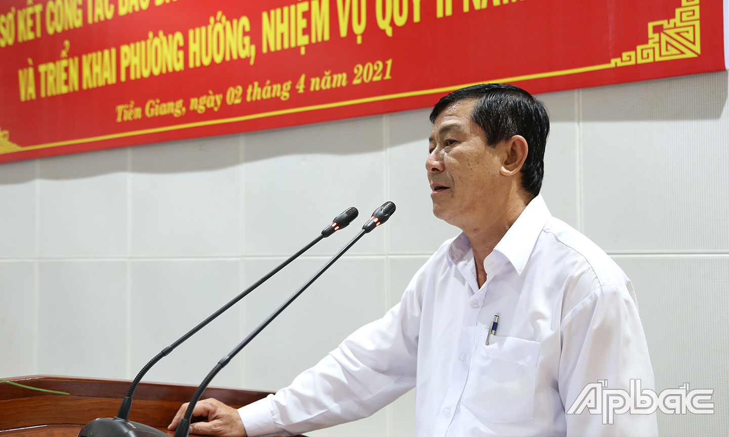 Chủ tịch UBND huyện Cái Bè Trần Văn Út  đưa ra hiều giải pháp và kiến nghị kéo giảm ATGT thời gian tới.