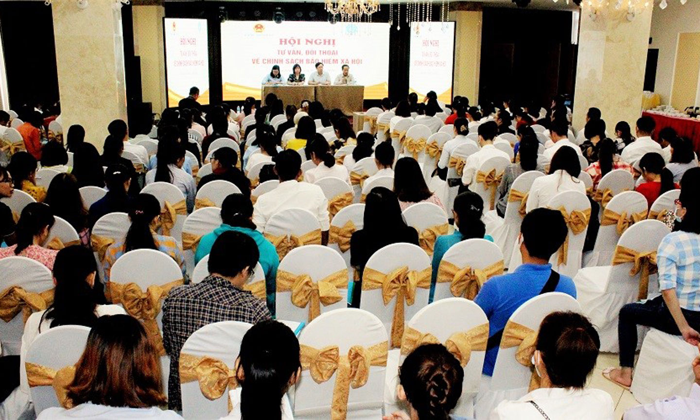 Hội nghị tư vấn đối thoại với các DN trong tỉnh Tiền Giang do Bộ Lao động- Thương binh và Xã hội - BHXH Việt Nam phối hợp tổ chức tháng 7/2020.