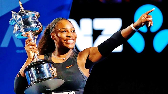 Serena vô địch Australian Open 2017 khi đang mang thai bé Olympia. Ảnh: DM