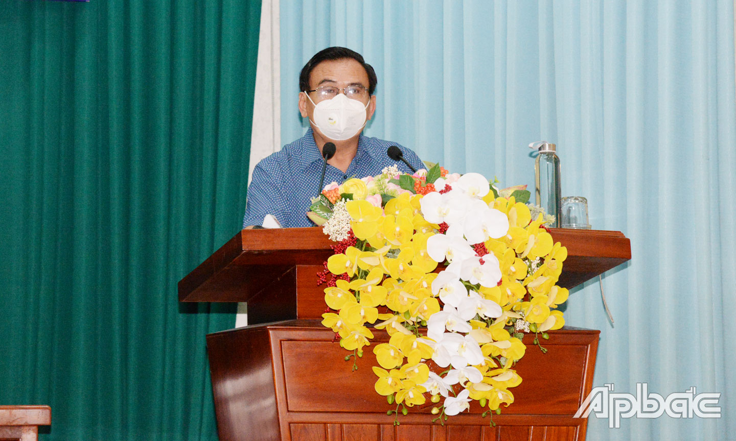 Đồng chí Võ Văn Bình phát biểu kết luận, chỉ đạo hội nghị. Ảnh: HẠNH NGA