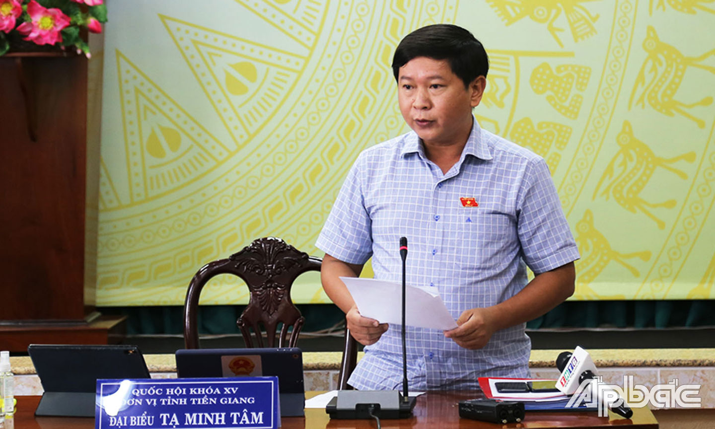 Đại biểu Tạ Minh Tâm phát biểu tại phiên  thảo luận tổ của Kỳ họp thứ 2 - Quốc hội khóa XV.
