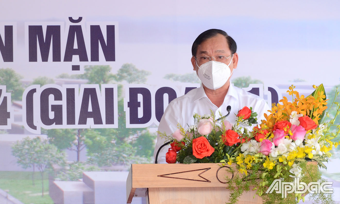 Đồng chí Nguyễn Văn Vĩnh phát biểu tại Lễ khởi công.