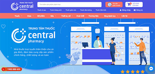 Trang website chính thức Trungtamthuoc.com của nhà thuốc Central Pharmacy