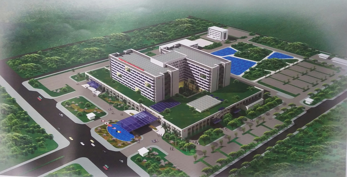 Mô hình tổng thể Bệnh viện Đa khoa Tiền Giang khi hoàn thành.