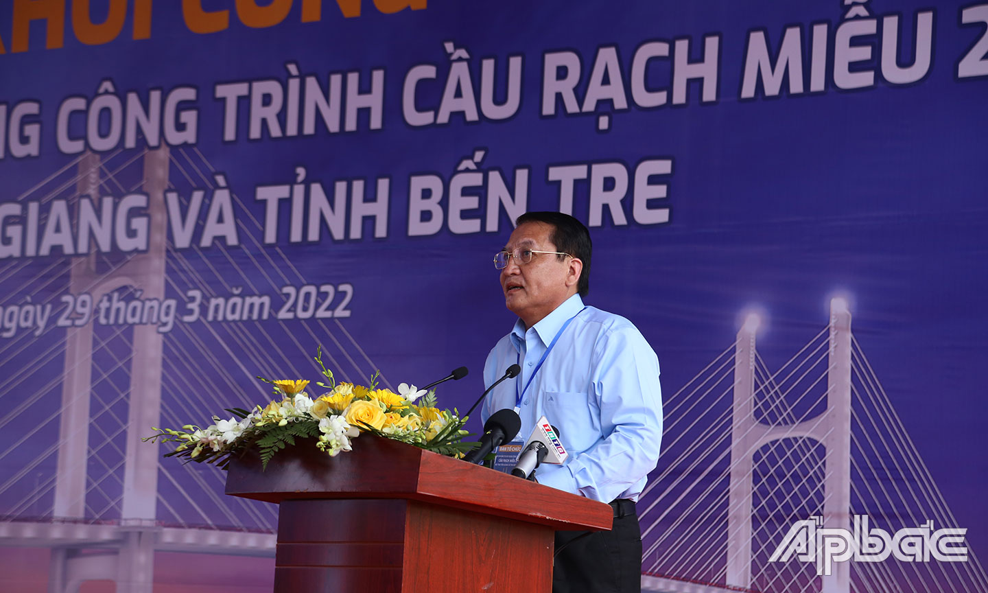 Phó Chủ tịch UBND tỉnh Tiền Giang Nguyễn Văn Trọng phát biểu tại buổi Lễ.