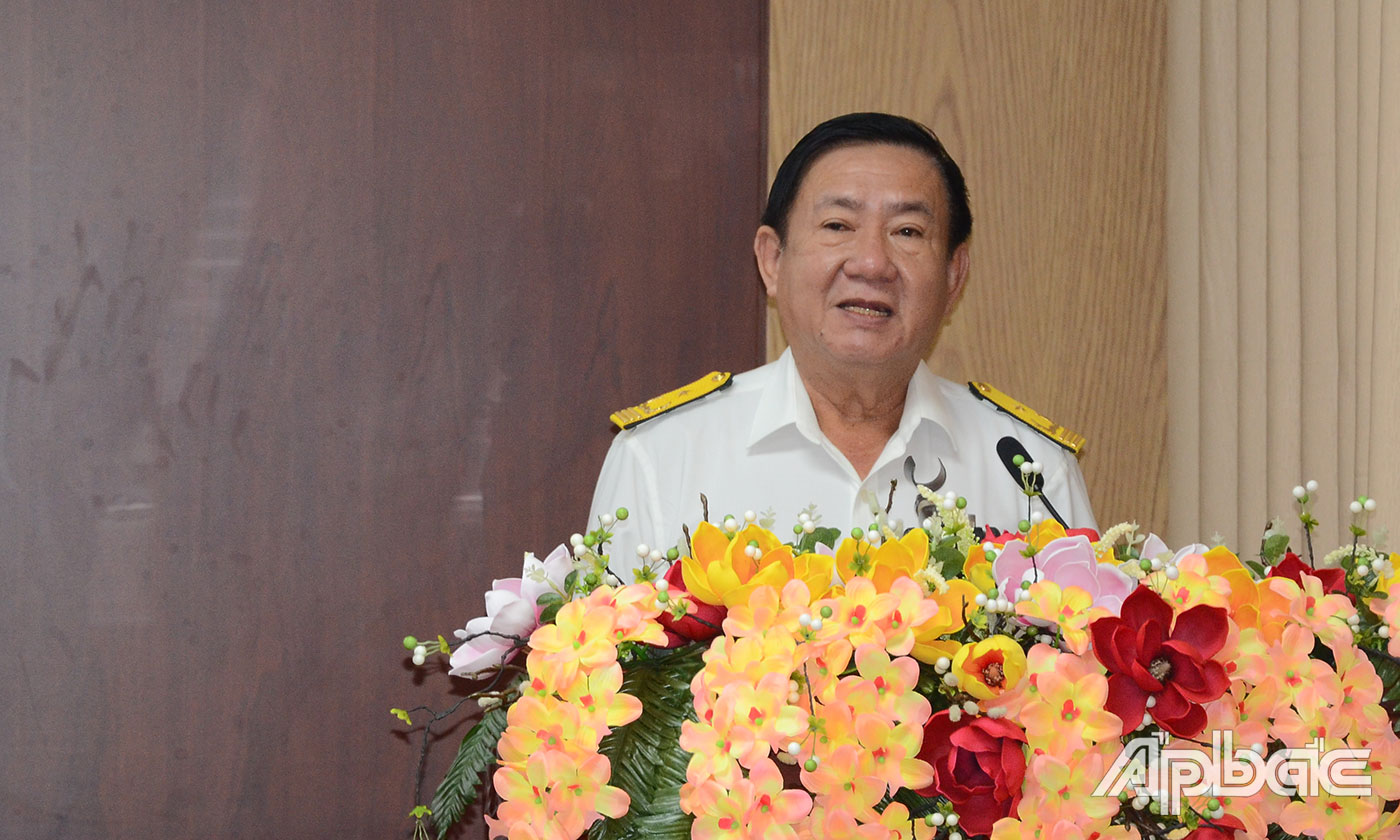 Phó Cục trưởng Cục Thuế tỉnh Nguyễn Quốc Sơn báo cáo kết quả thu NSNN quý I-2022.