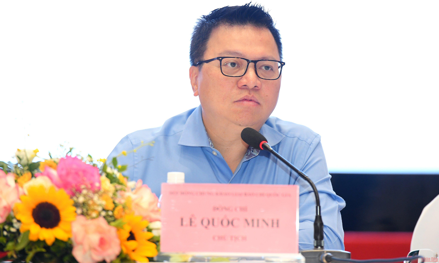 Đồng chí Lê Quốc Minh phát biểu tại Vòng chung khảo Giải Báo chí quốc gia lần thứ XVI - năm 2021. (Ảnh: THÀNH ĐẠT)