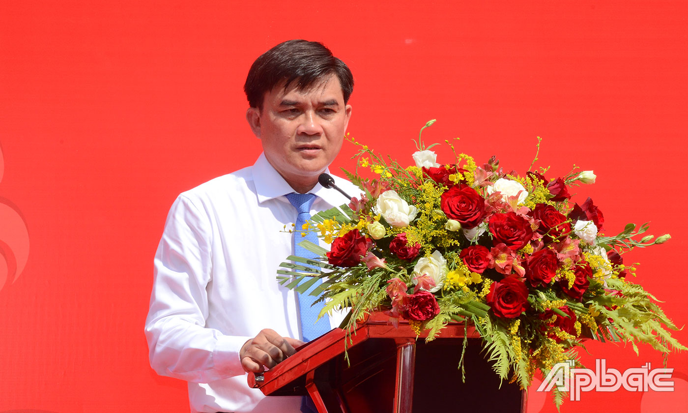 Đồng chí Nguyễn Văn Mười phát biểu tại Lễ khai trương.
