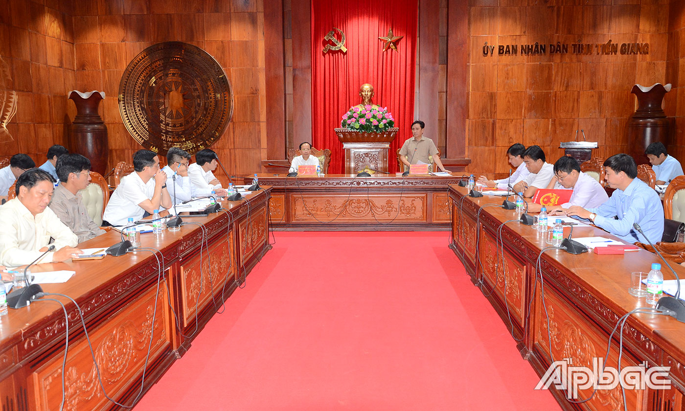 Phó Chủ tịch Thường trực UBND tỉnh Tiền Giang Trần Văn Dũng phát biểu tại buổi làm việc.