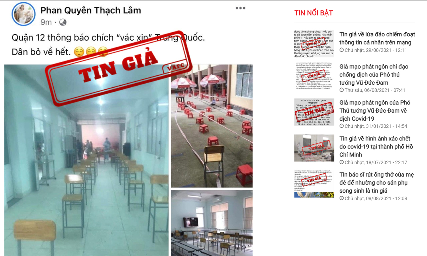 Cảnh báo tin giả trên Cổng thông tin tiếp nhận phản ánh và công bố tin giả tại địa chỉ tingia.gov.vn. 
