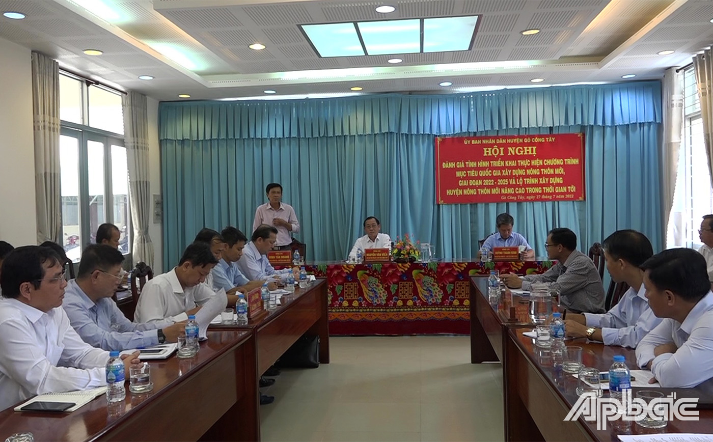 Bí thư Huyện ủy Gò Công Tây Đinh Tấn Hoàng phát biểu tại buổi làm việc