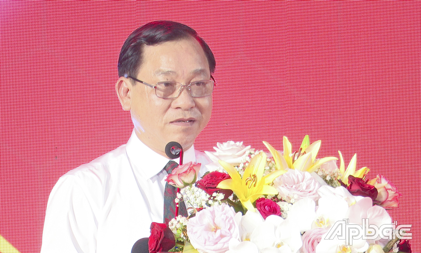 Đồng chí Nguyễn Văn Vĩnh phát biểu tại Lễ khánh thành Nhà máy Want Want Việt Nam.