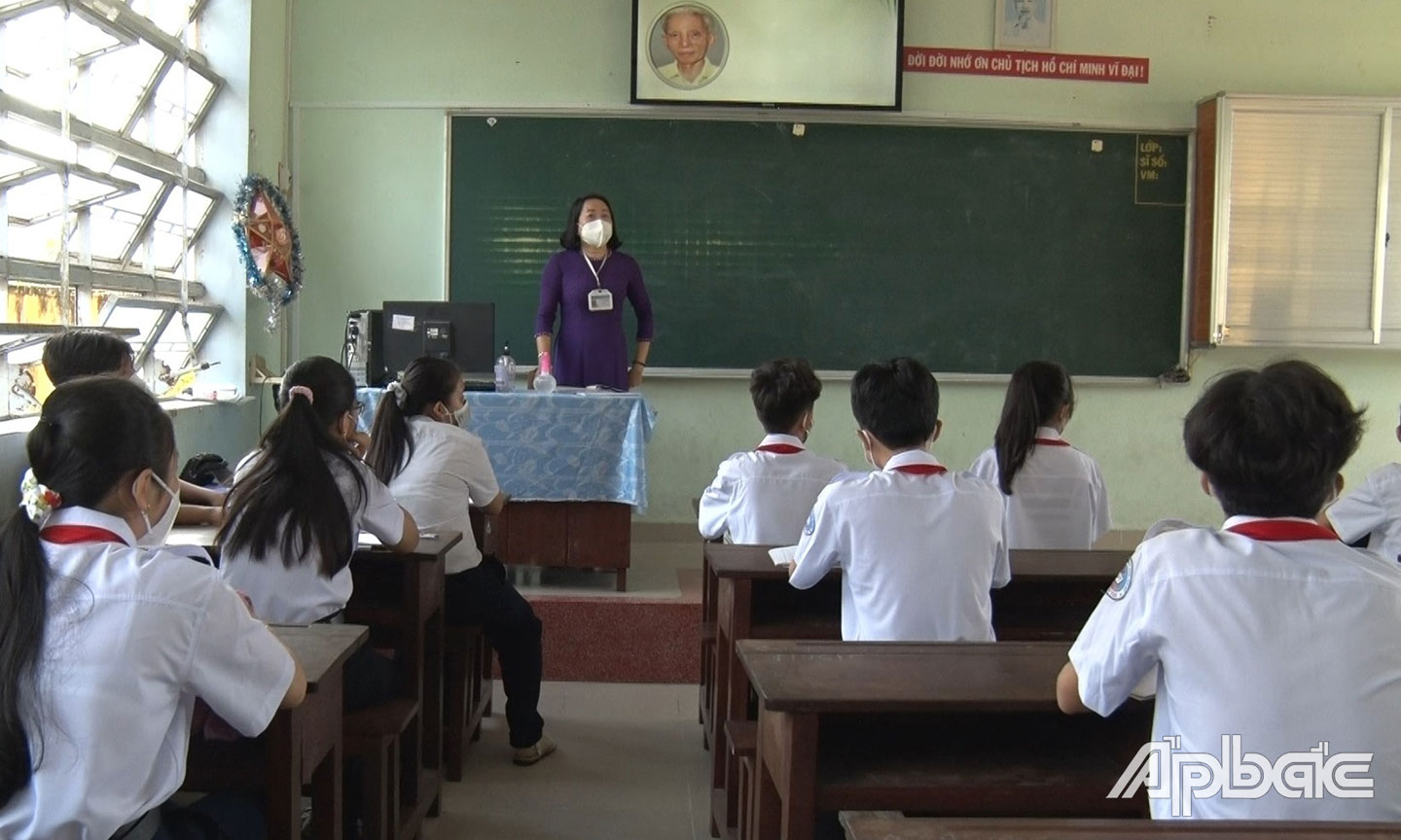 Lớp học tại Trường THCS Võ Việt Tân.