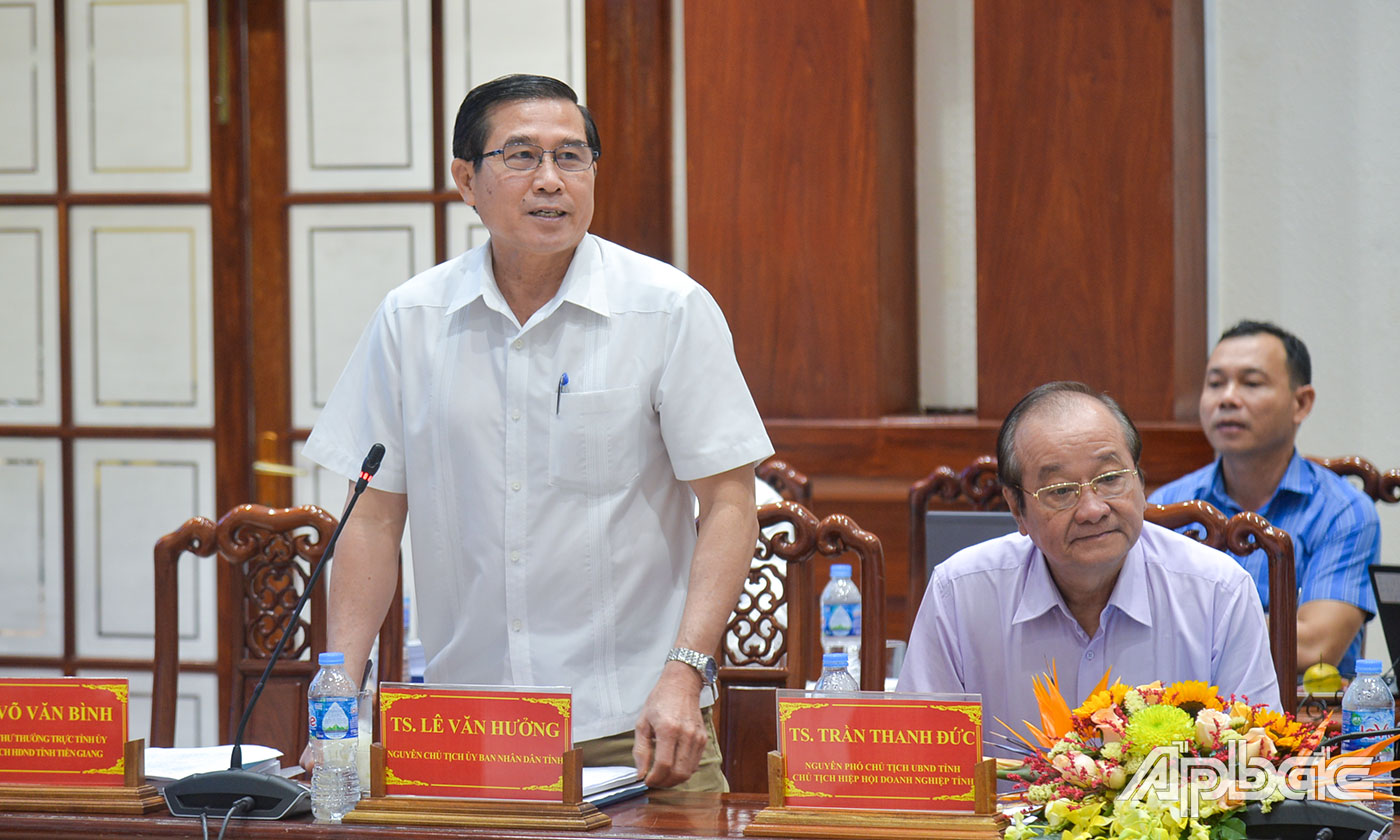 TS. Lê Văn Hưởng, nguyên Chủ tịch UBND tỉnh Tiền Giang đóng góp ý kiến cho báo cáo Quy hoạch tỉnh.